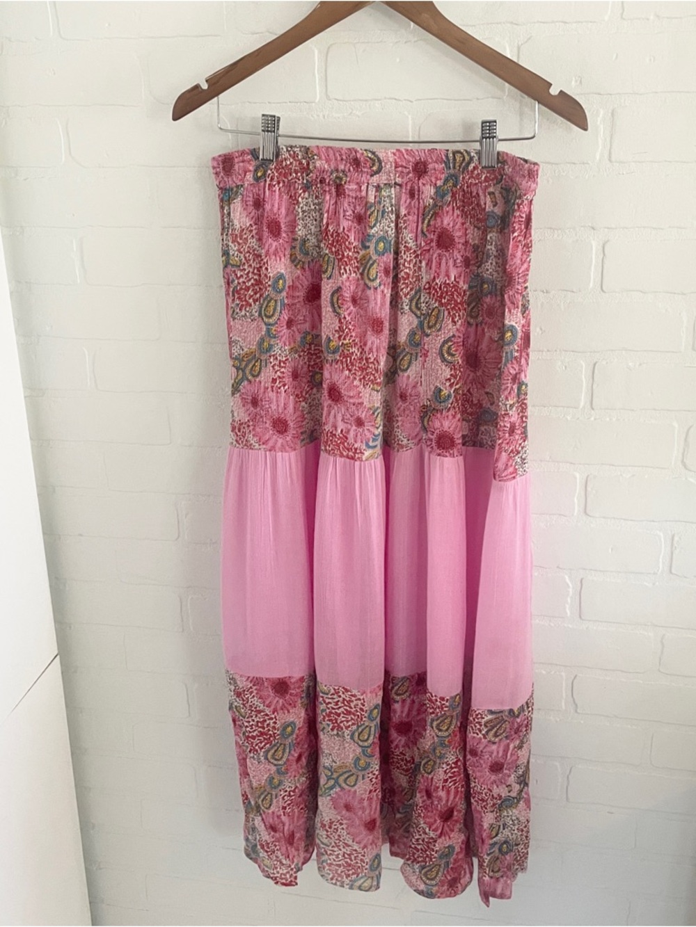 Vintage Boho Tiered Summer Maxi Skirt Sheer Panel Floral Romantic One Size S-L - Picture 9 of 13